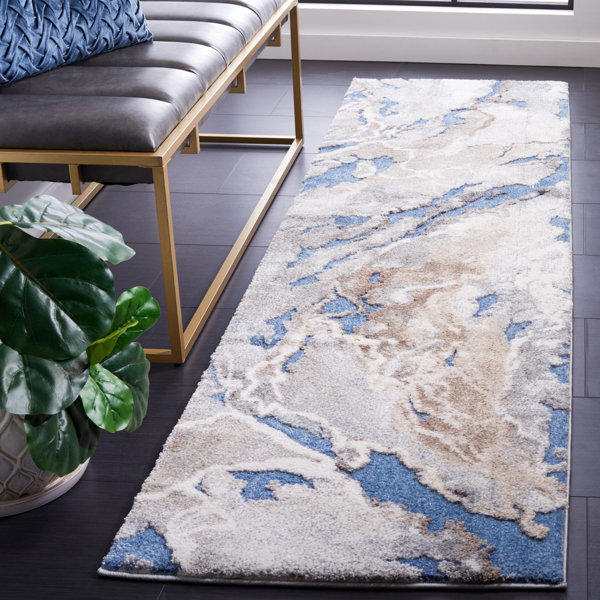 Wrought Studio AmeliaRae Abstract Blue/Beige Area Rug Wayfair